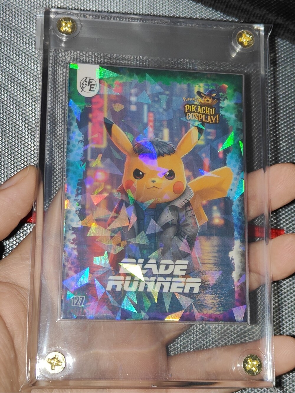 Blade Runner holo encased Pikachu Cosplay Horror card Unofficial Pokemon Peru
